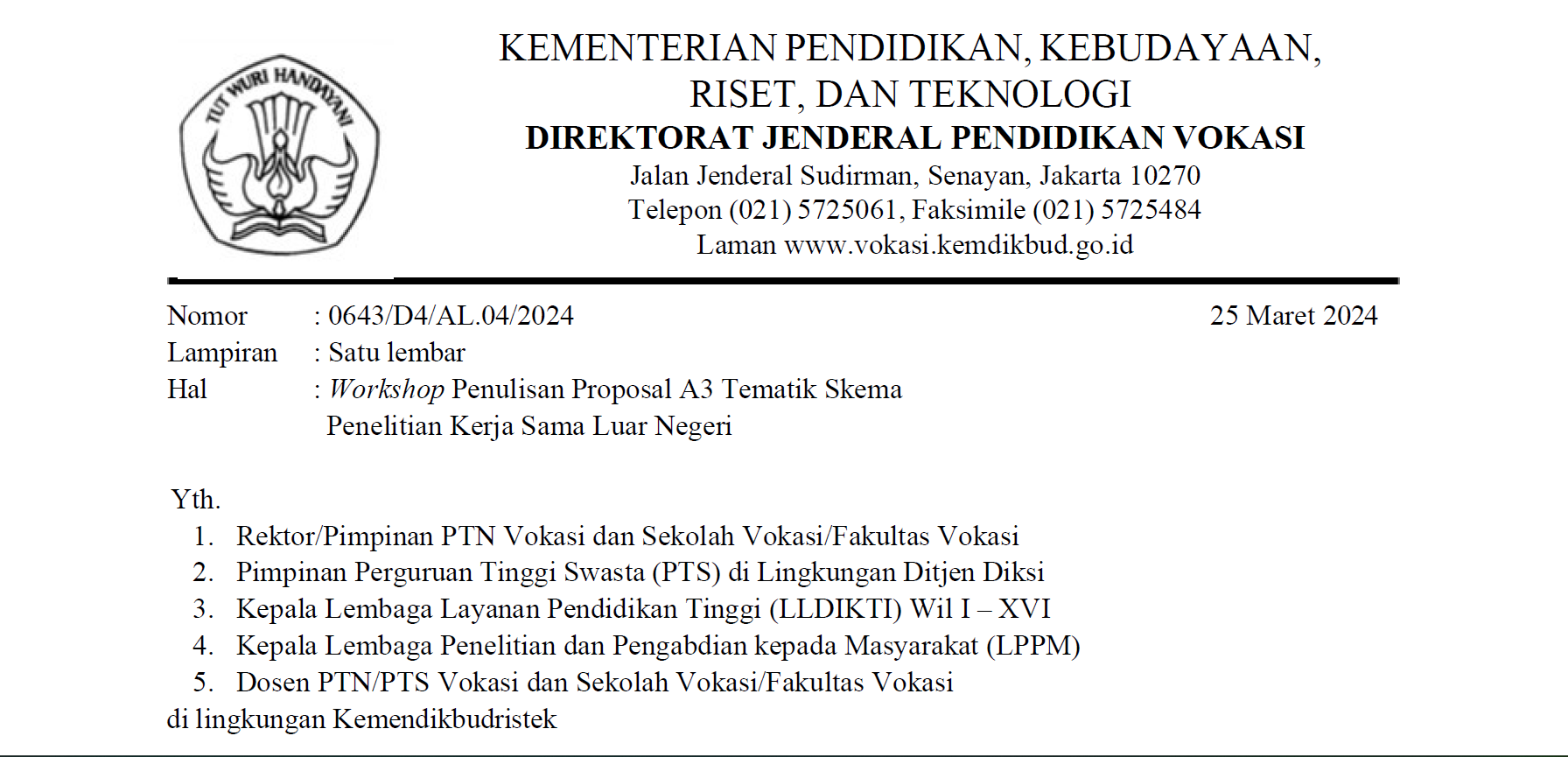 Read more about the article Workshop Penulisan Proposal A3 Tematik Skema Penelitian Kerja Sama Luar Negeri